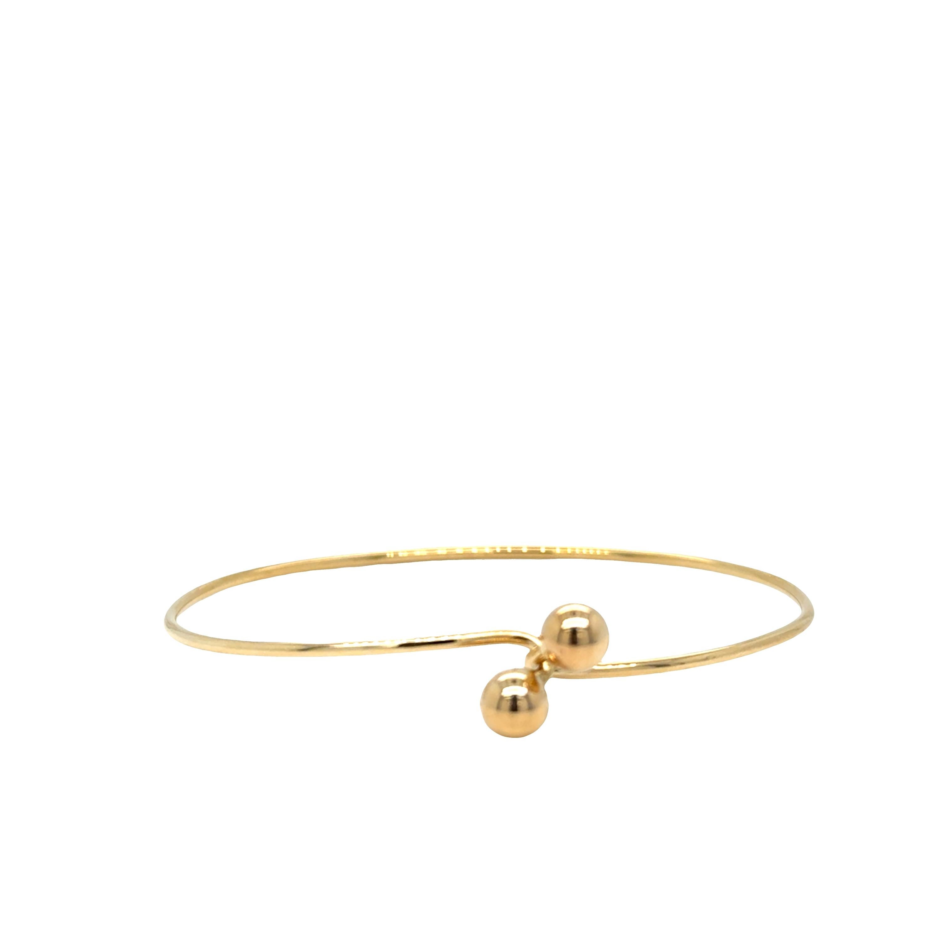 Bracciale con perline bypass in oro giallo 14k in vendita 2