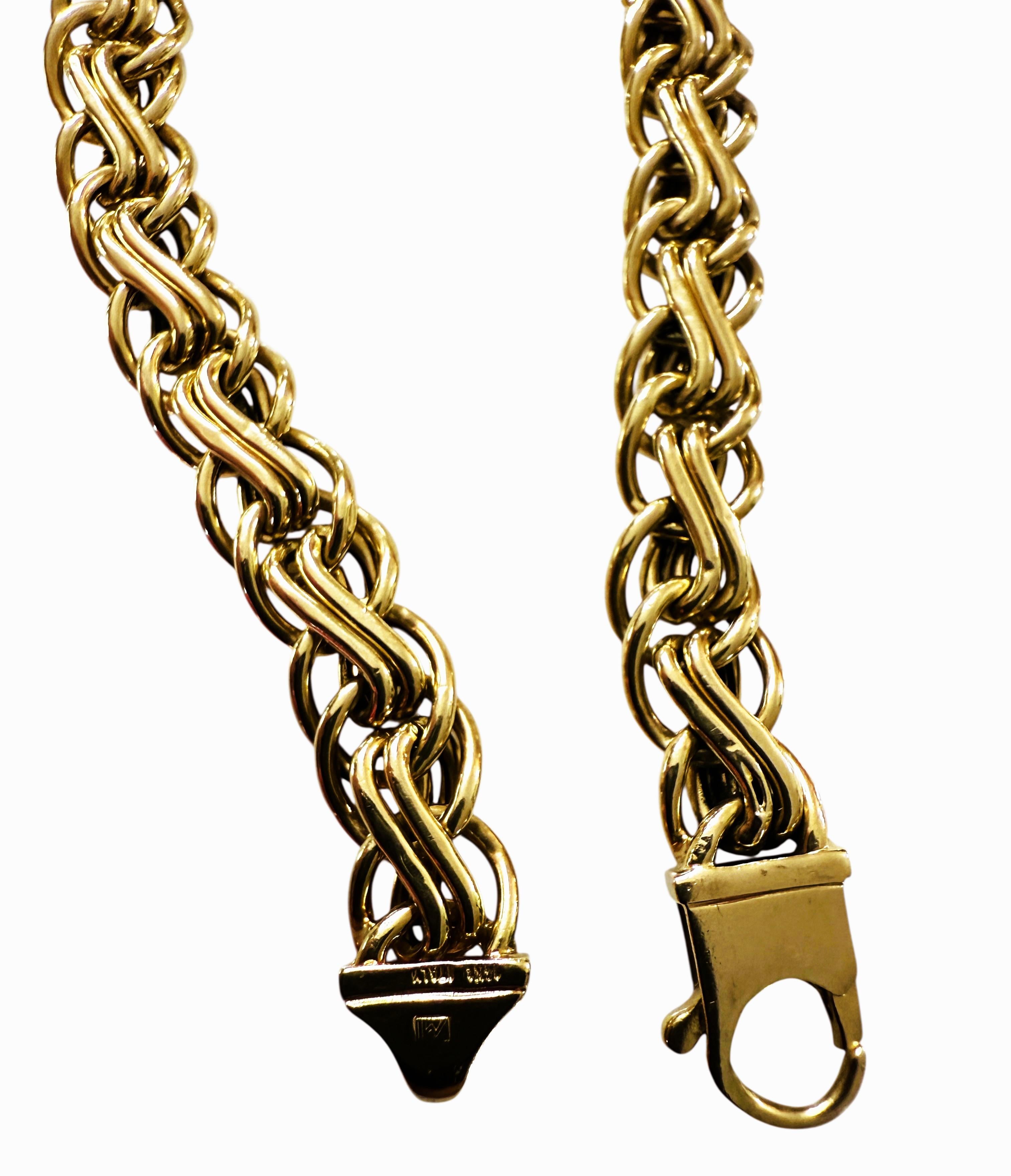 Bracelet de chaîne byzantine en or jaune 14K 7.46 grammes 7.25 Inches - Italie Excellent état - En vente à Eagan, MN