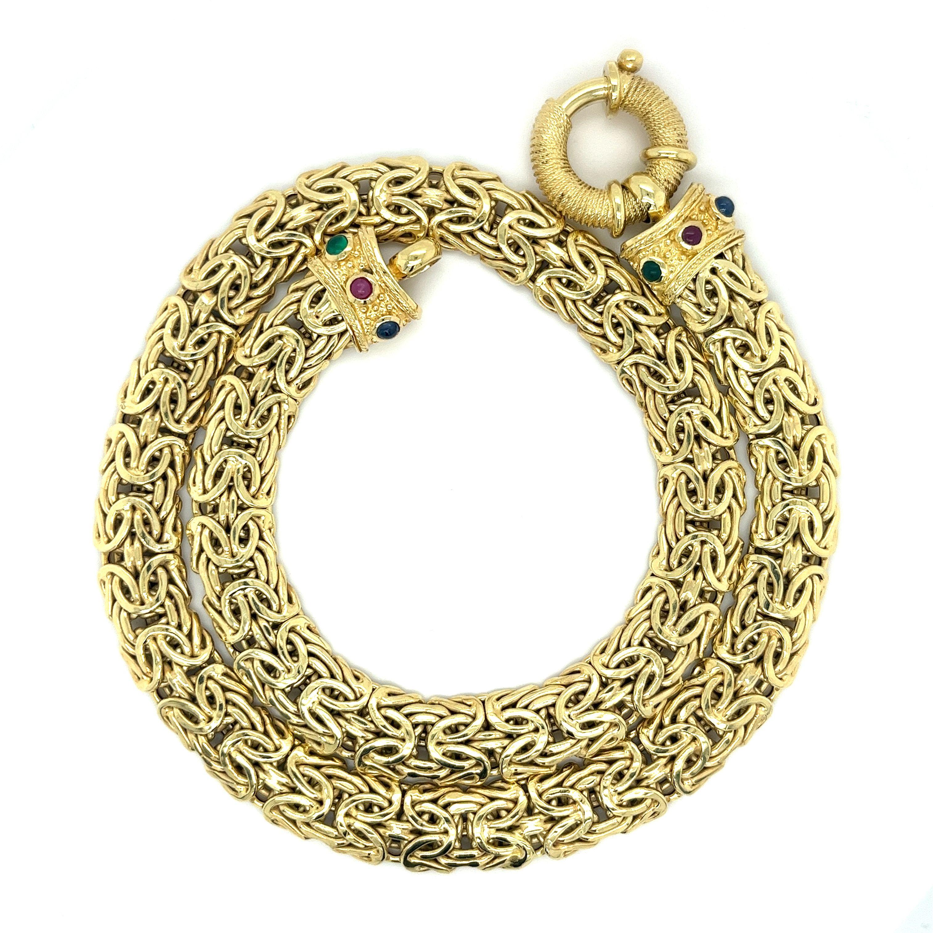14 Karat Gelbgold Byzantinisches Gold Kette Armband & Halskette Set im Zustand „Hervorragend“ im Angebot in Miami, FL