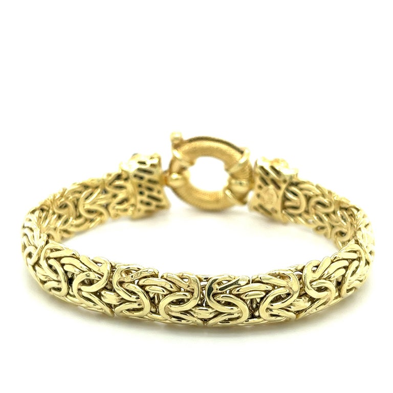 14k Yellow Gold Byzantine Gold Chain Bracelet and Necklace Set For Sale