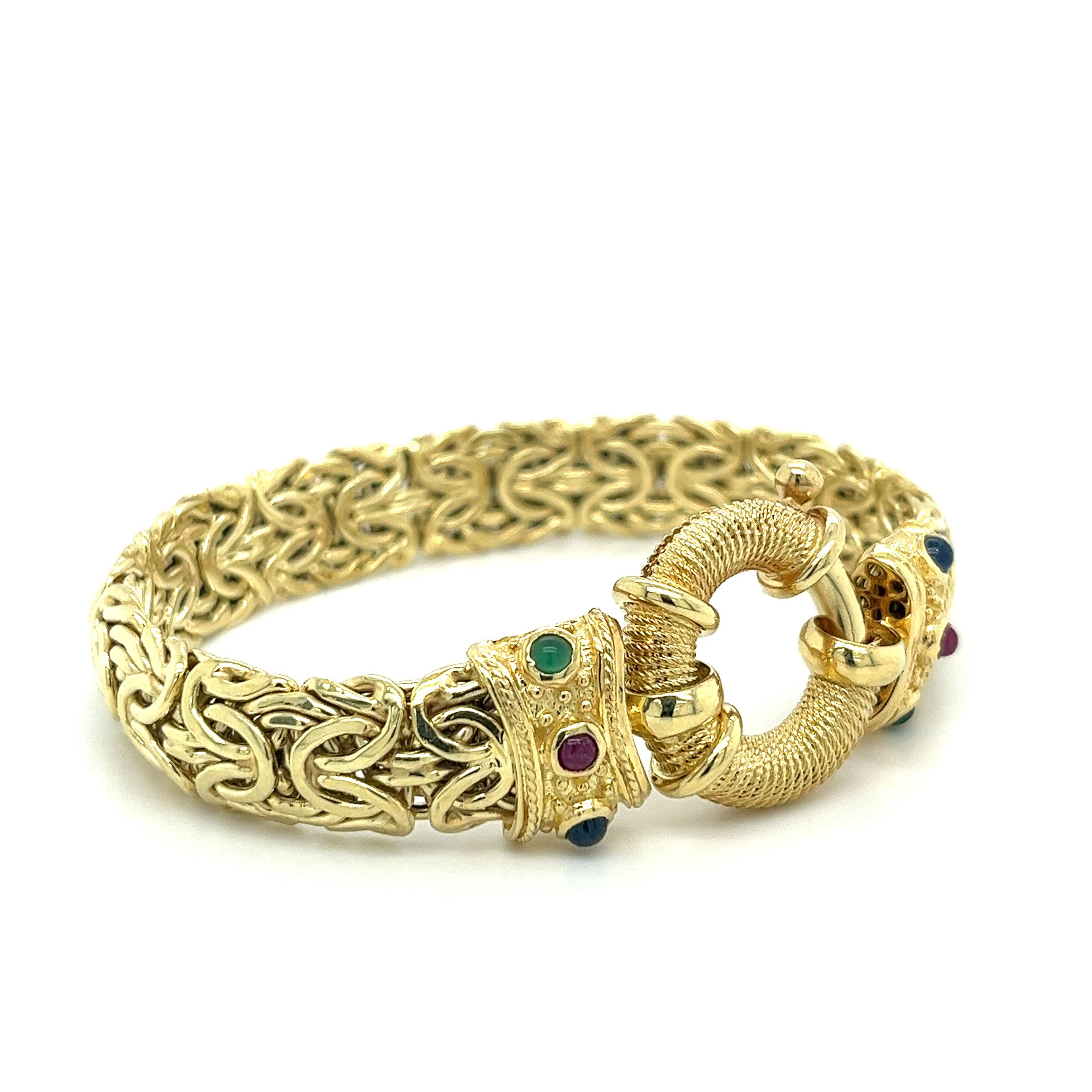 Women's or Men's 14k Yellow Gold Byzantine Gold Chain Bracelet & Necklace Set For Sale