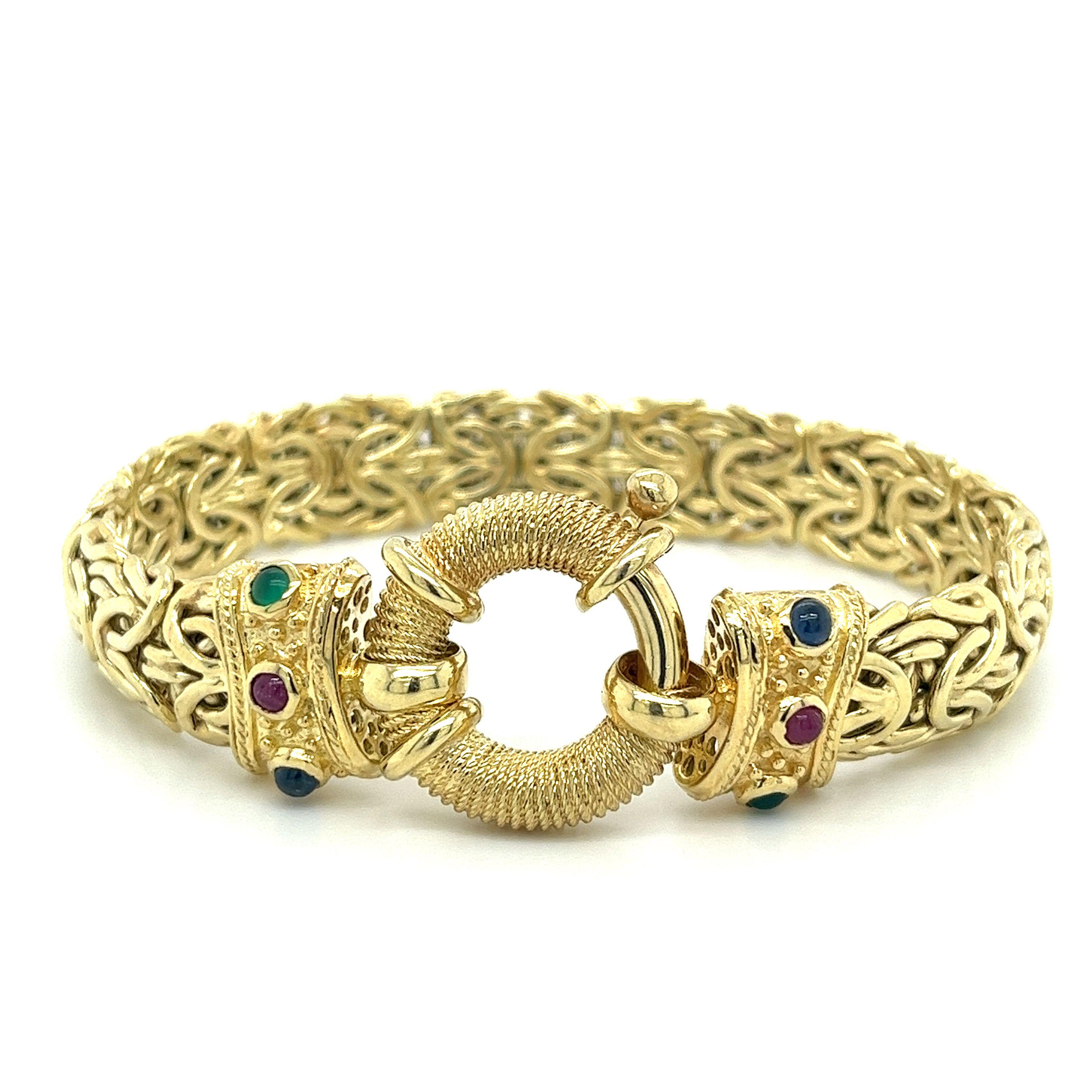 14k Yellow Gold Byzantine Gold Chain Bracelet & Necklace Set For Sale 1