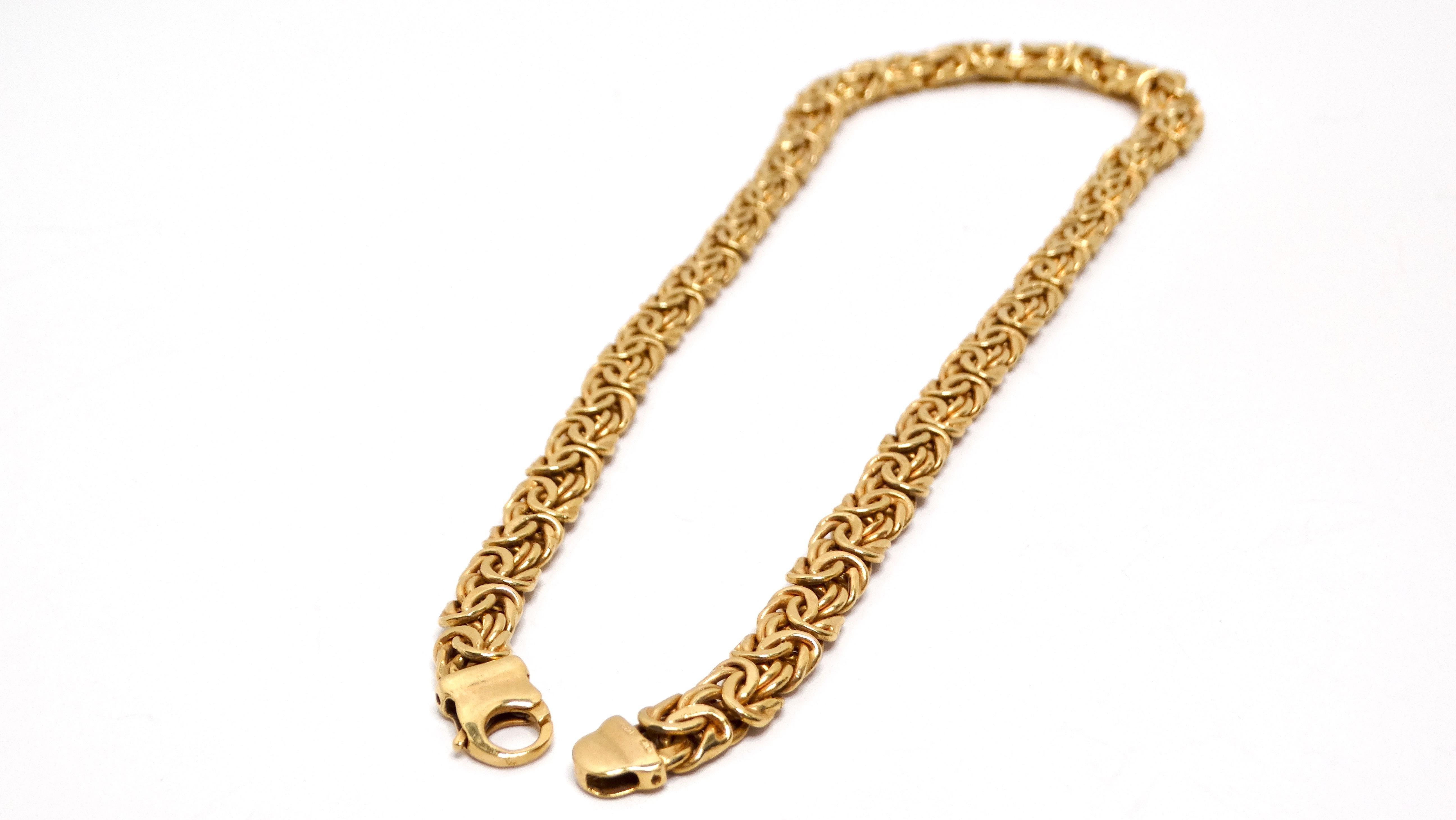Collier à chaîne graduée byzantin en or jaune 14 carats Unisexe en vente