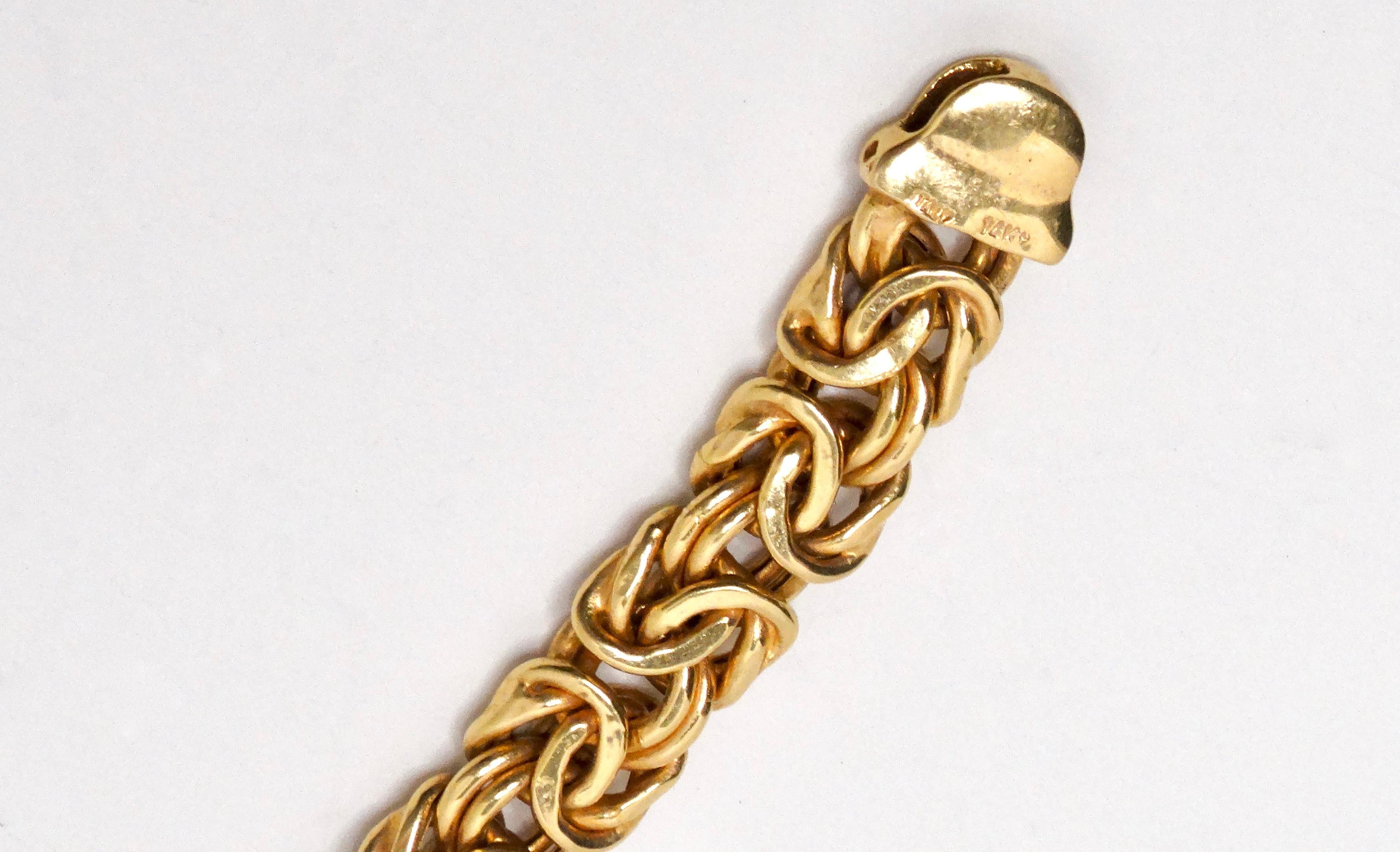 Collier à chaîne graduée byzantin en or jaune 14 carats en vente 1