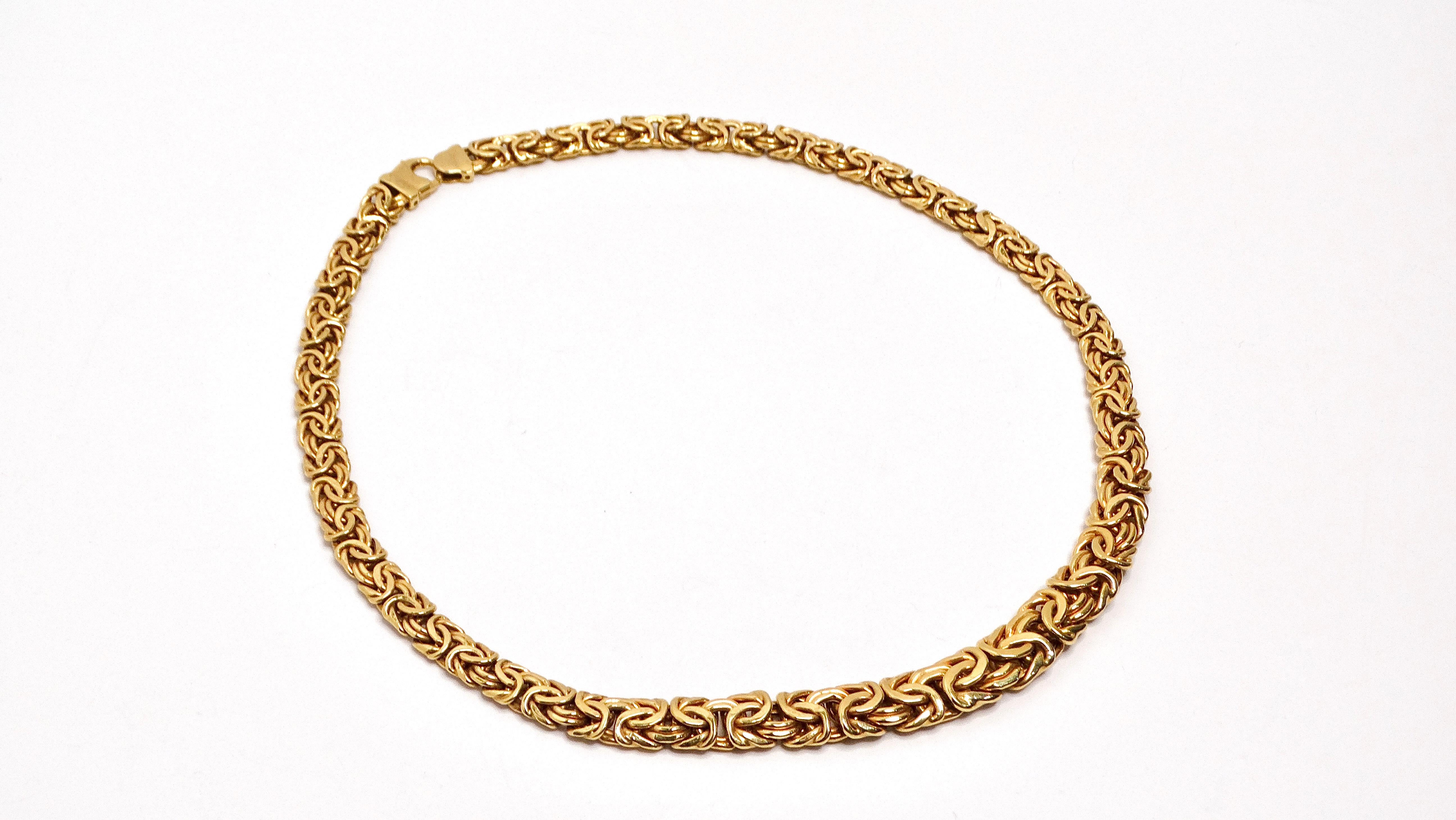 Collier à chaîne graduée byzantin en or jaune 14 carats en vente 3
