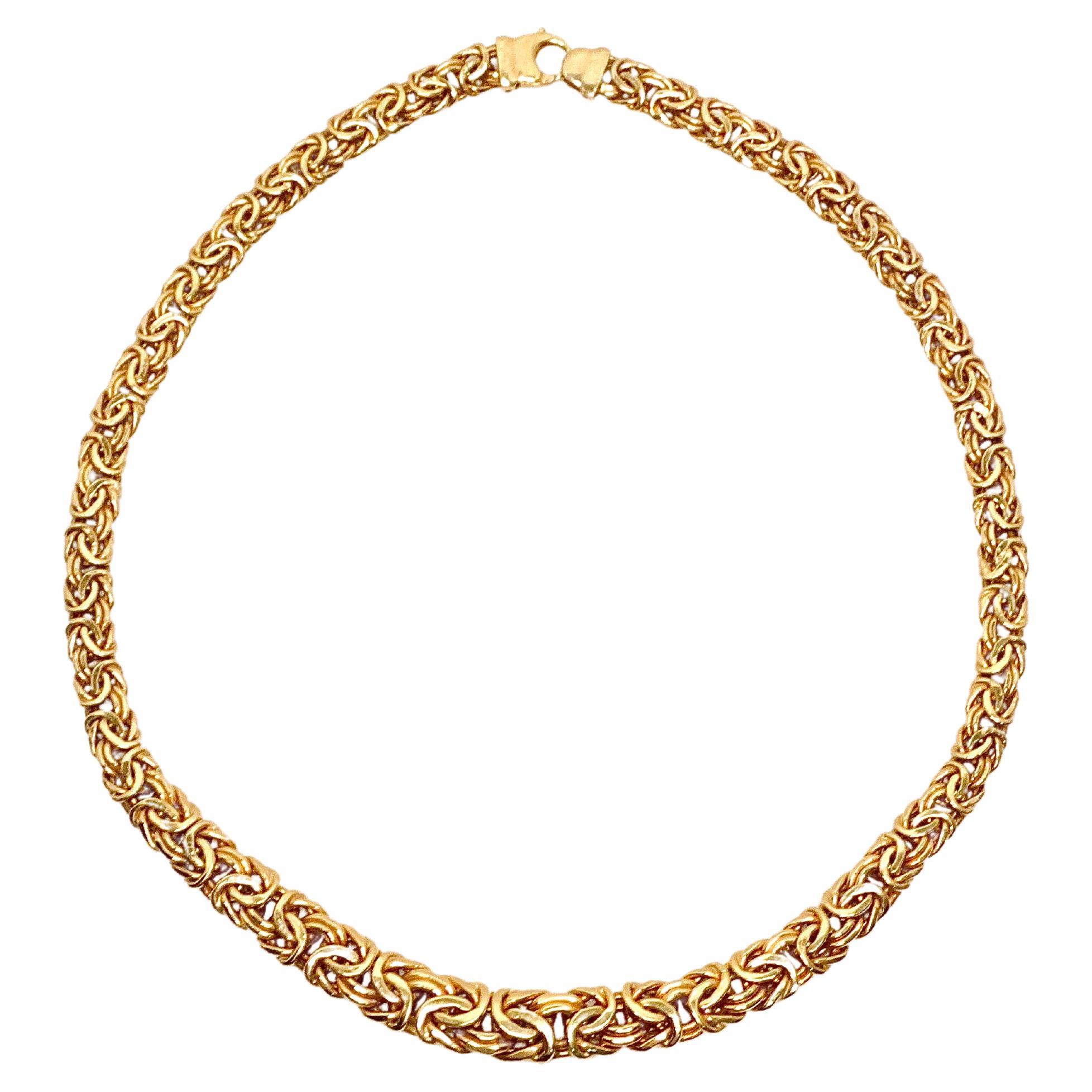 14k Yellow Gold Byzantine Graduated Chain Collar Necklace