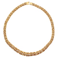 14k Yellow Gold Byzantine Graduated Chain Collar Necklace