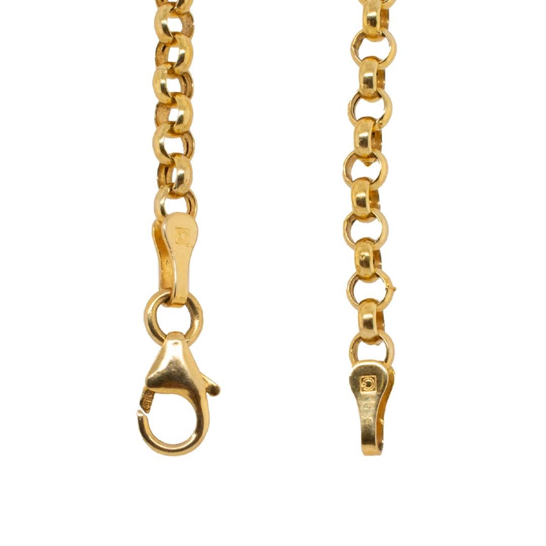 Eine Dame's benutzerdefinierte poliert 14K Gelbgold rund, fancy Marine Gliederkette. Die Kette misst ungefähr 16,00 Zoll in der Länge und 5,80 mm im Durchmesser und wiegt insgesamt 5,90 Gramm. Graviert mit 