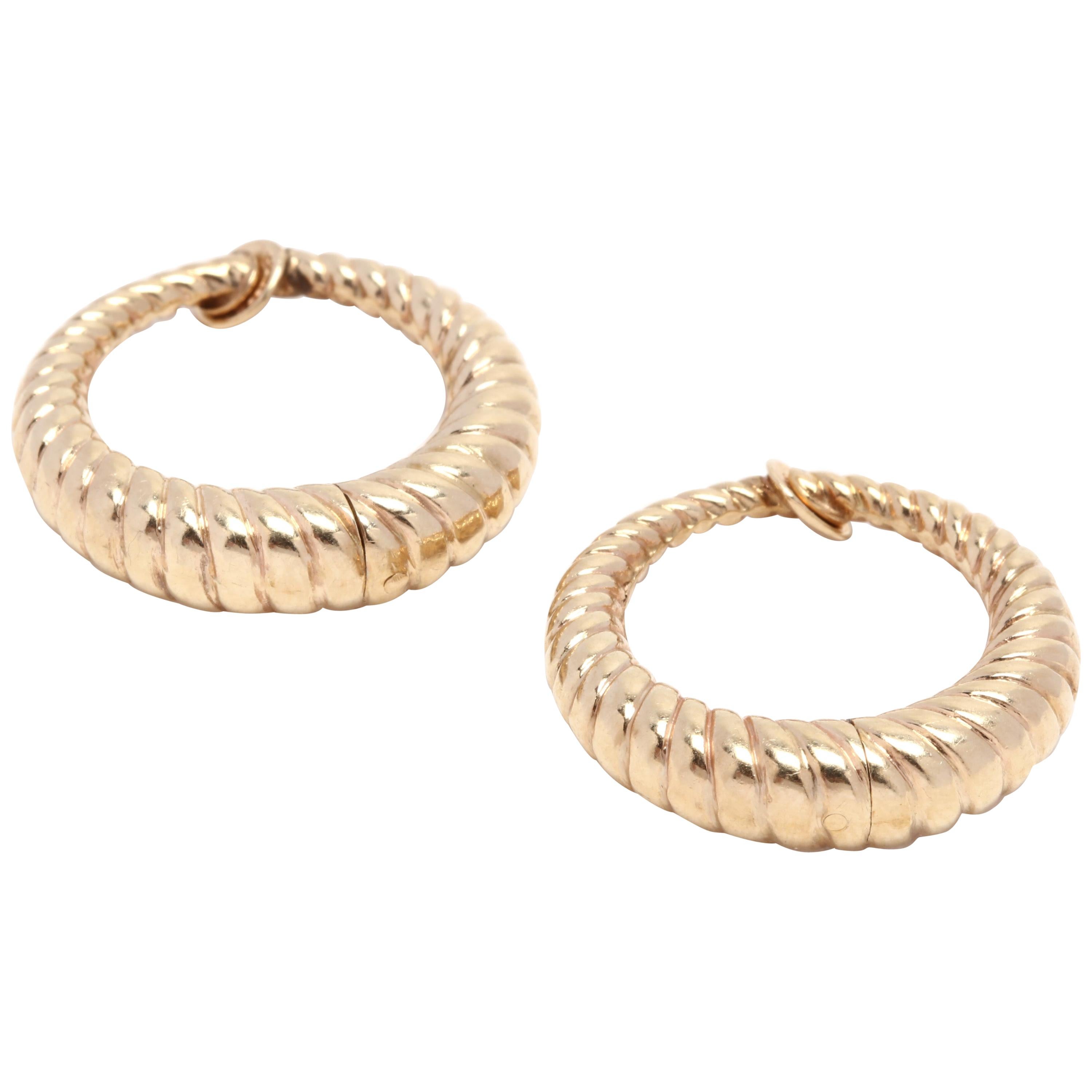 14 Karat Yellow Gold Cable Clip-On Hoop Earrings