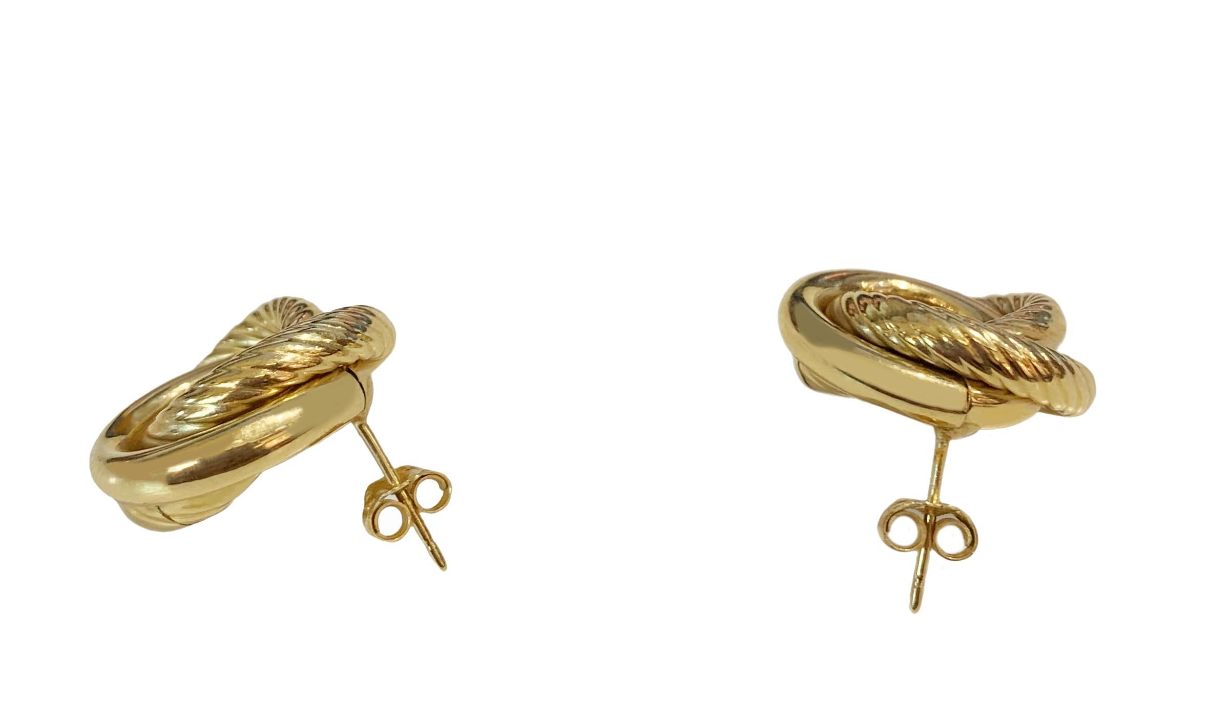 Women's 14K Yellow Gold Cable Earrings For Sale