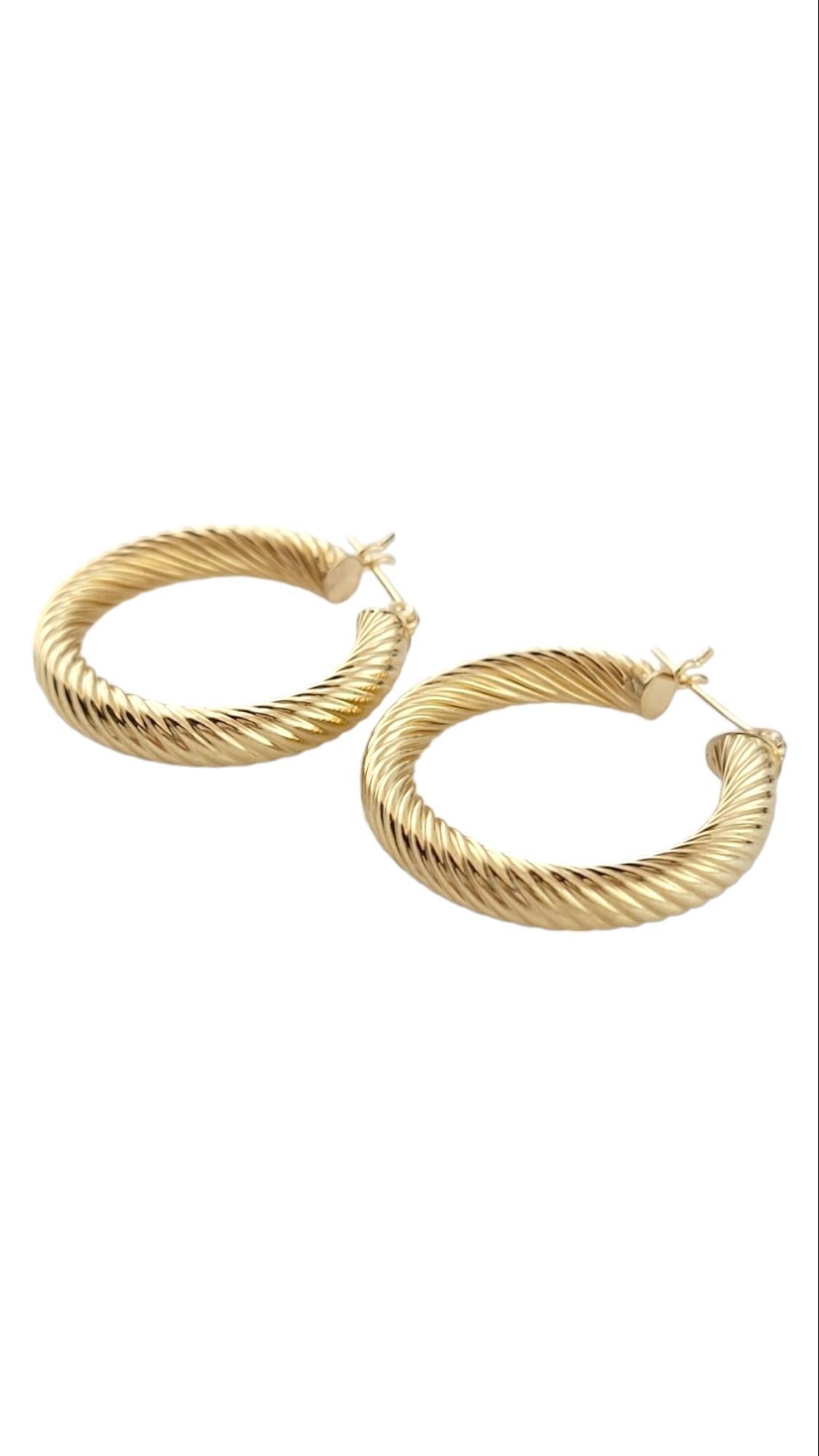 14K Yellow Gold Cable Hoop Earrings

This gorgeous set of hoops have a delicate twisted pattern for a beautiful finish

Diameter: 25.4mm / 1