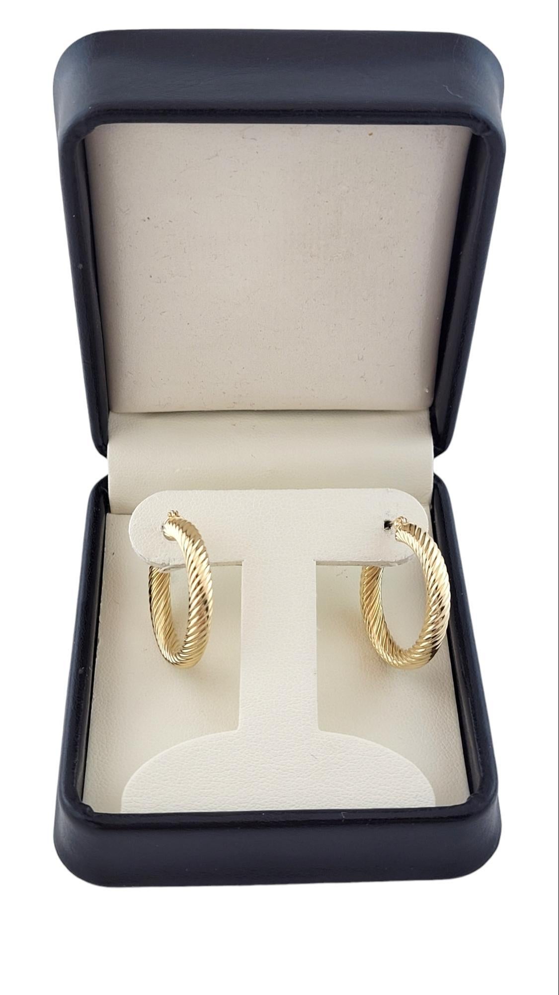 14K Yellow Gold Cable Hoop Earrings #15904 For Sale 2