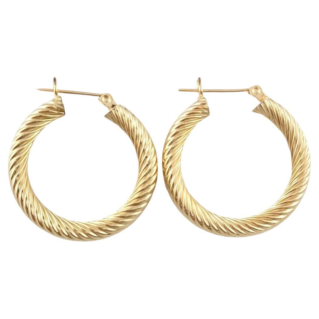 14K Yellow Gold Cable Hoop Earrings #15904 For Sale