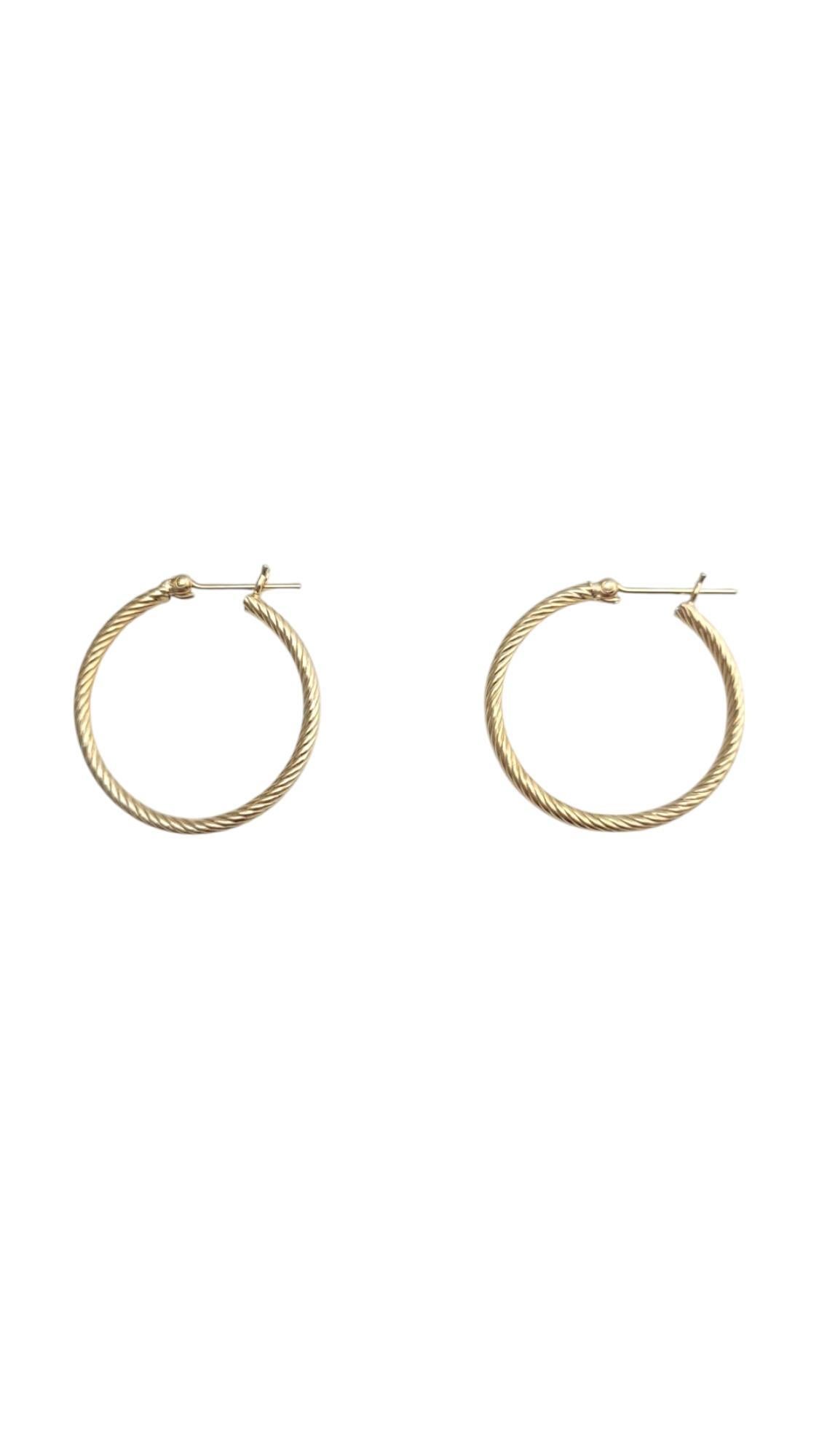 14K Yellow Gold Cable Hoop Earrings

These earrings feature thin, ribbed hoop design in 14K yellow gold. Their lightweight design ensures all-day comfort, making them perfect for both casual and formal occasions.

Hallmark: 14K

Weight: 1.57 g / 1.0