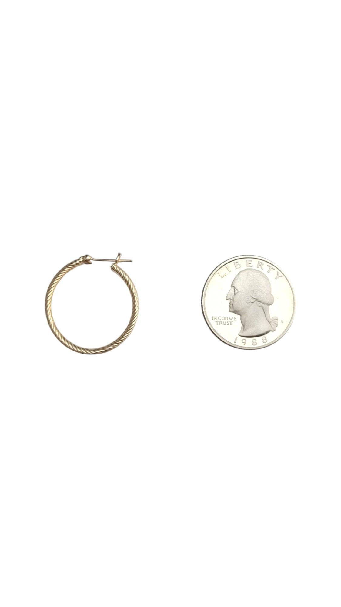 Women's 14K Yellow Gold Cable Hoop Earrings #21087 For Sale