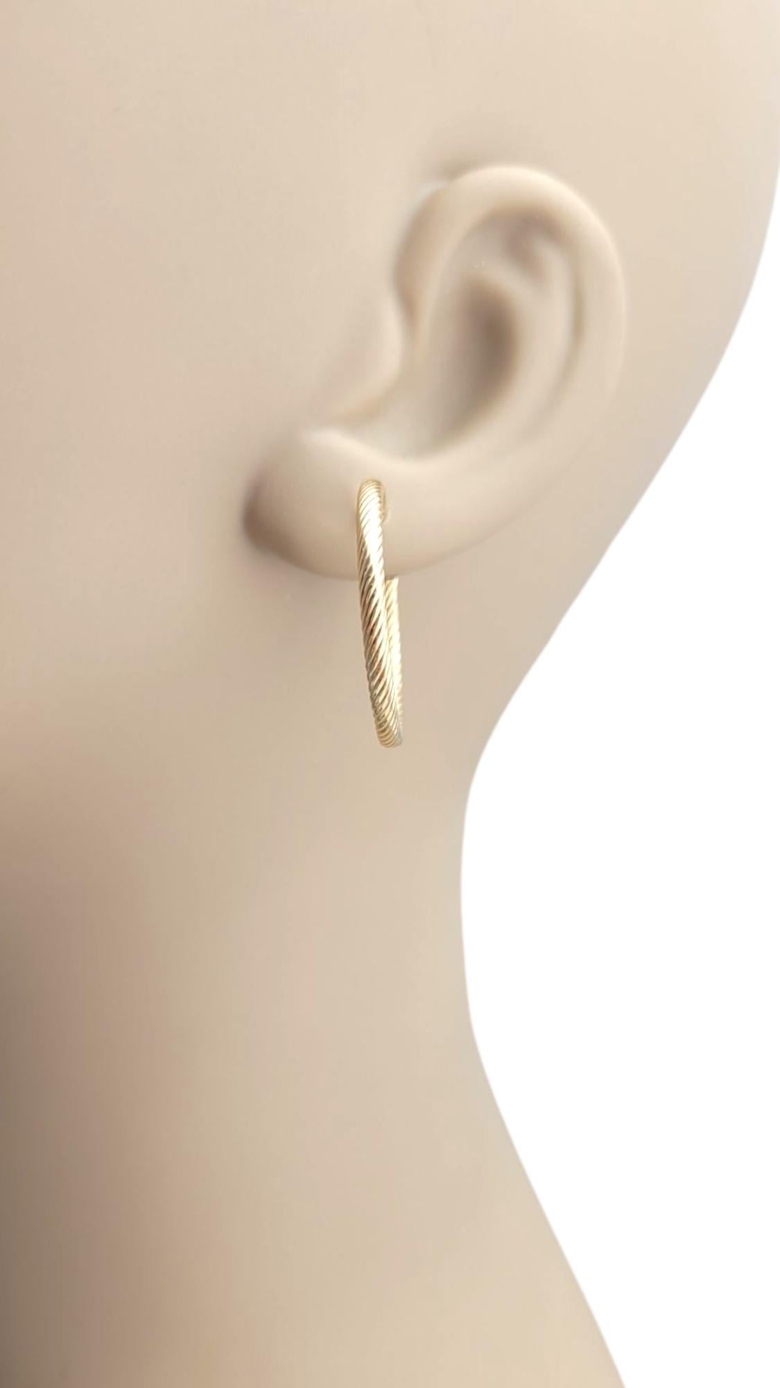 14K Yellow Gold Cable Hoop Earrings #21087 For Sale 1