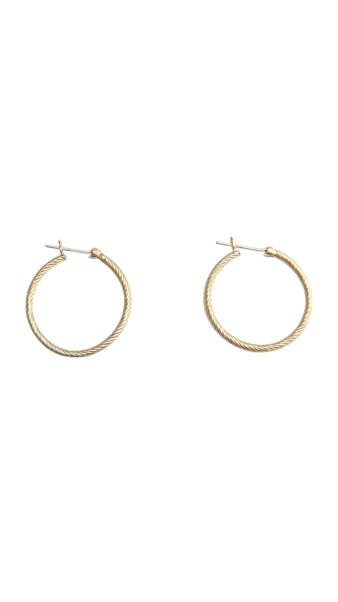 14K Yellow Gold Cable Hoop Earrings #21087