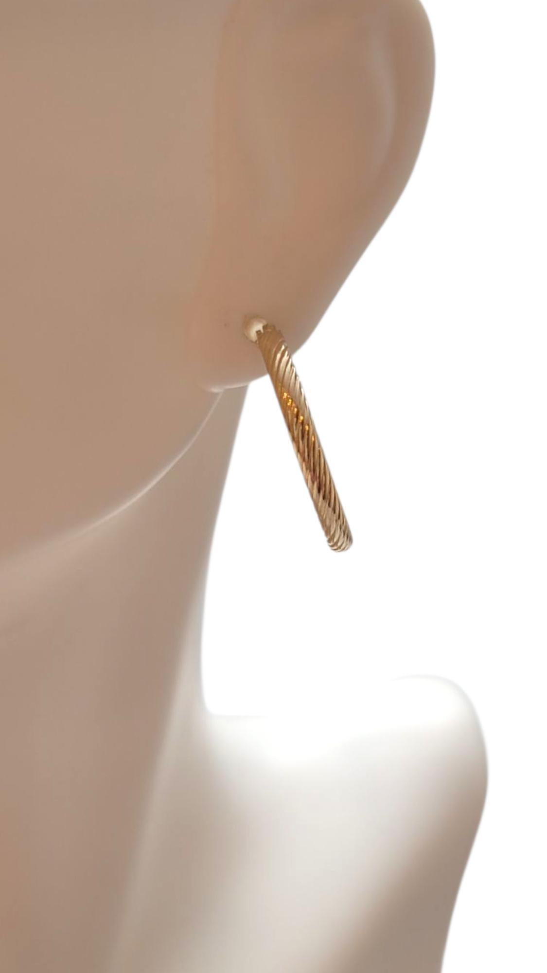 14K Yellow Gold Cable Hoop Earrings #21960 For Sale 2