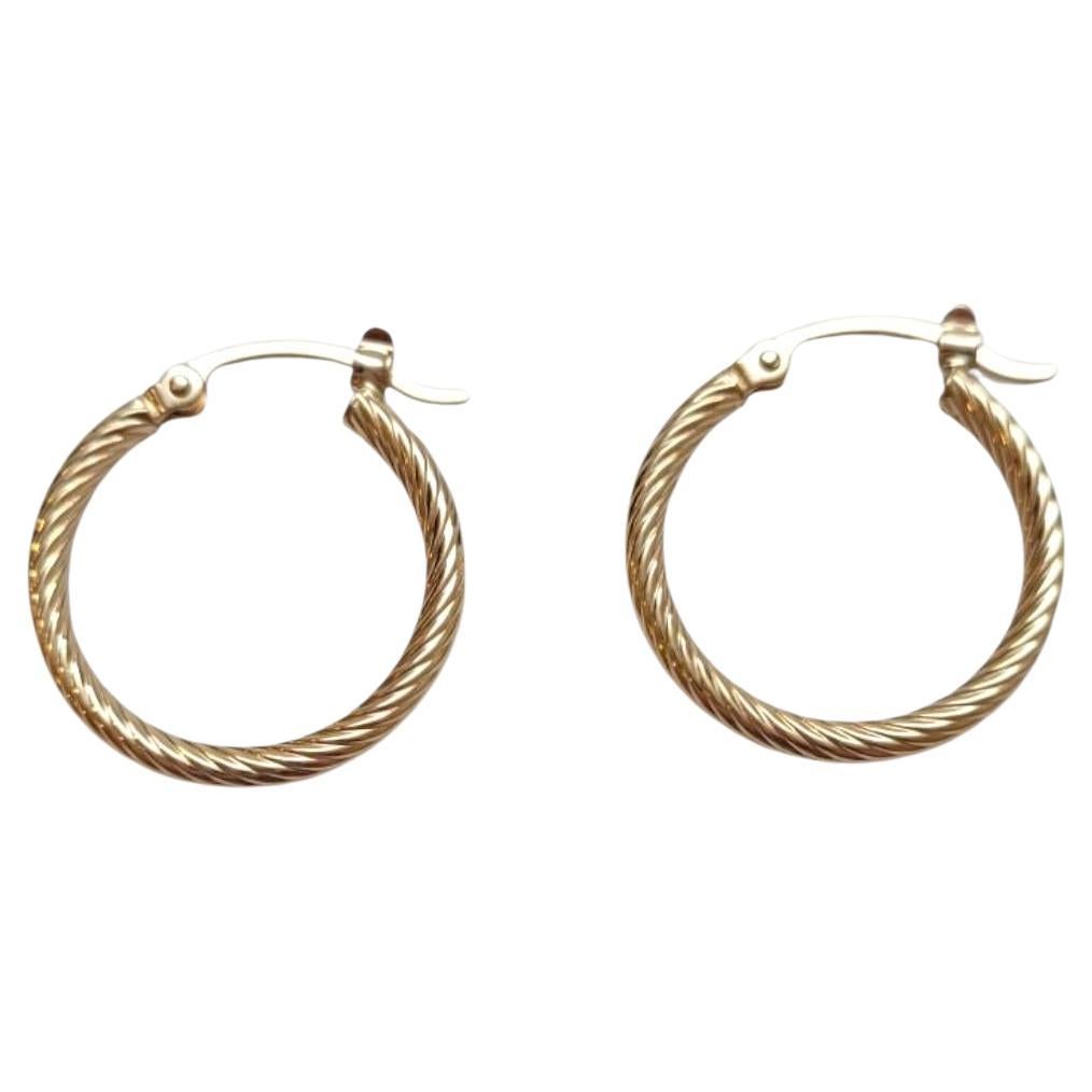 14K Yellow Gold Cable Hoop Earrings #21960