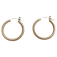14K Yellow Gold Cable Hoop Earrings #21960