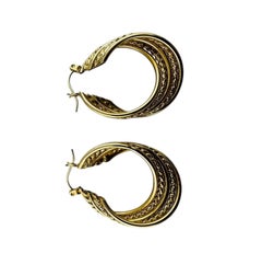 14K Yellow Gold Cable Twisted Multi Hoop Twisted Earrings #20677