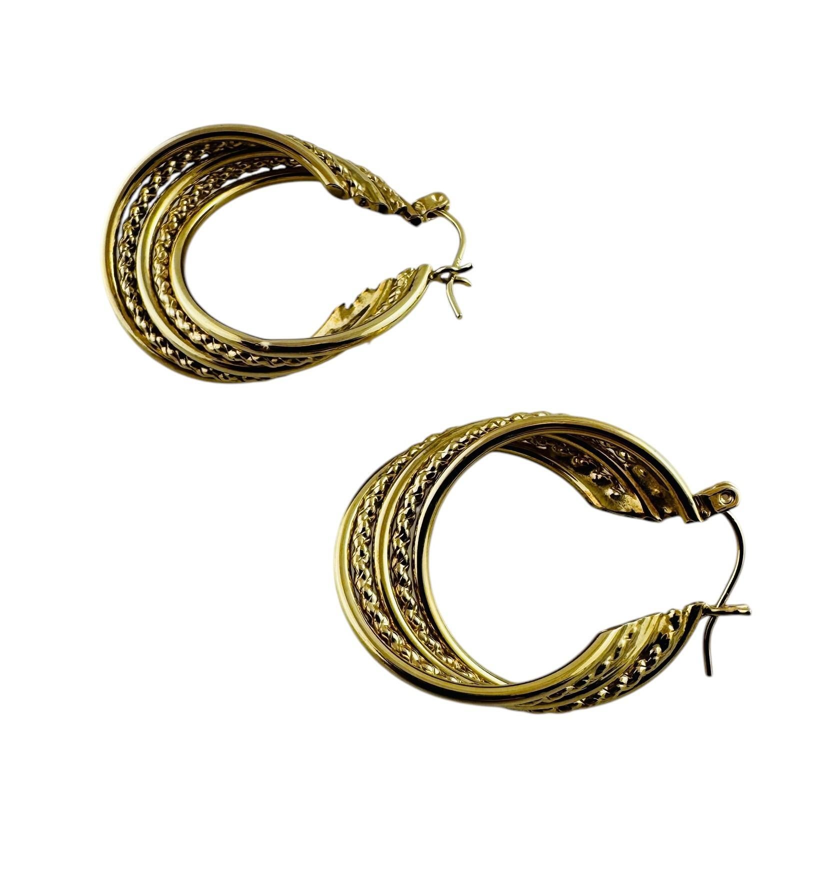 Contemporary 14K Yellow Gold Cable Twisted Multi Hoop Twisted Earrings #20677 For Sale