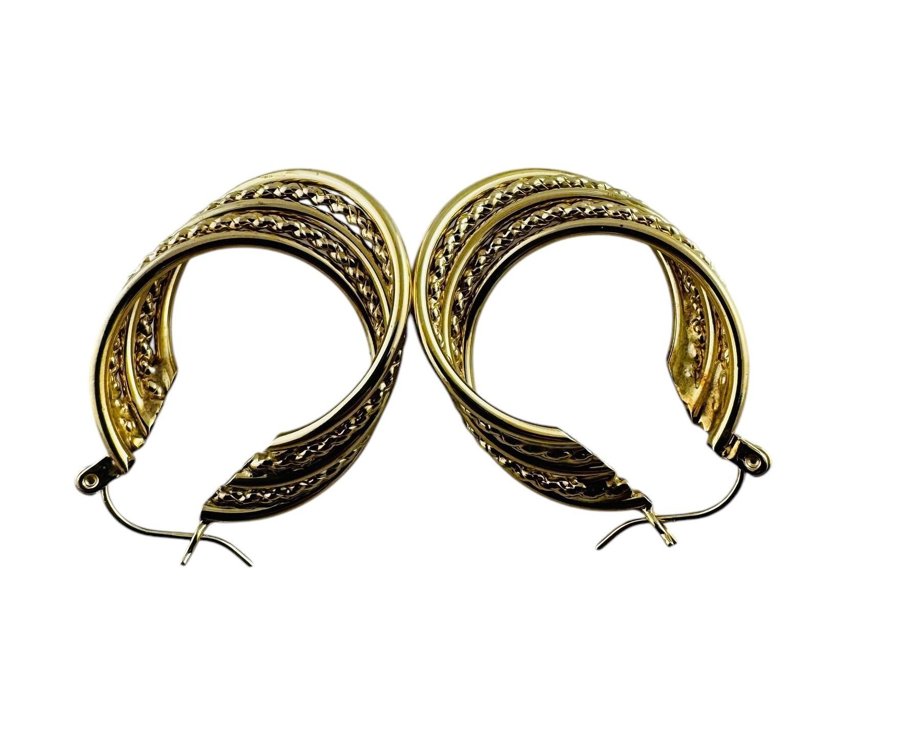 Women's 14K Yellow Gold Cable Twisted Multi Hoop Twisted Earrings #20677 For Sale