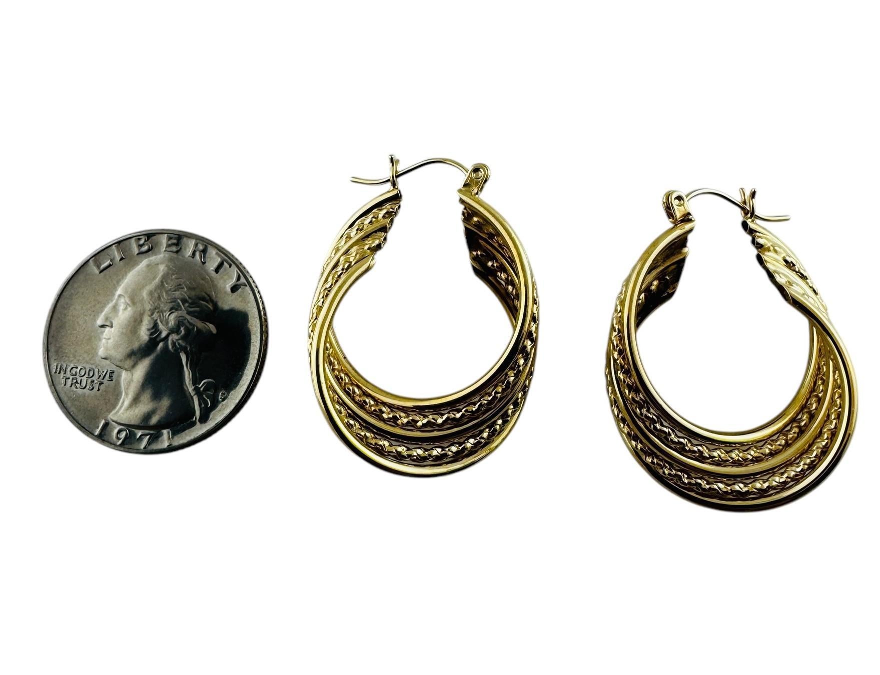 14K Yellow Gold Cable Twisted Multi Hoop Twisted Earrings #20677 For Sale 1