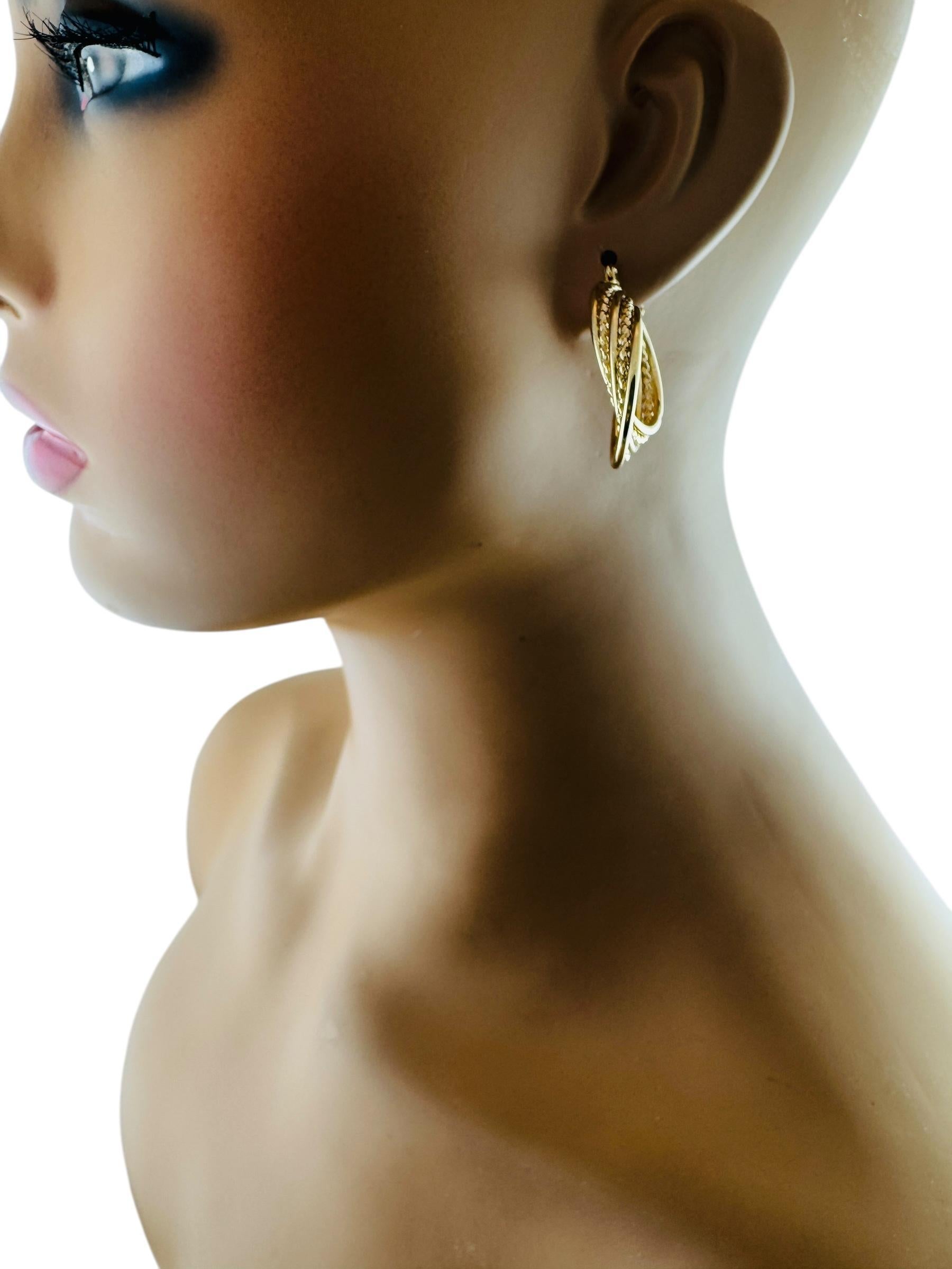 14K Yellow Gold Cable Twisted Multi Hoop Twisted Earrings #20677 For Sale 2