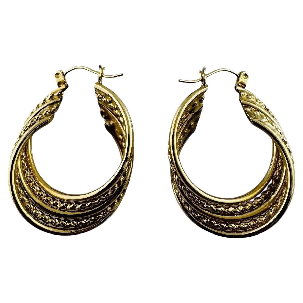 14K Yellow Gold Cable Twisted Multi Hoop Twisted Earrings #20677