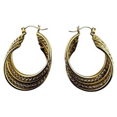 14K Yellow Gold Cable Twisted Multi Hoop Twisted Earrings #20677