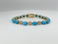 14K Yellow Gold Cabo Turquoise and.45 CTW Diamond Bracelet