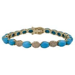 14K Yellow Gold Cabo Turquoise and.45 CTW Diamond Bracelet 