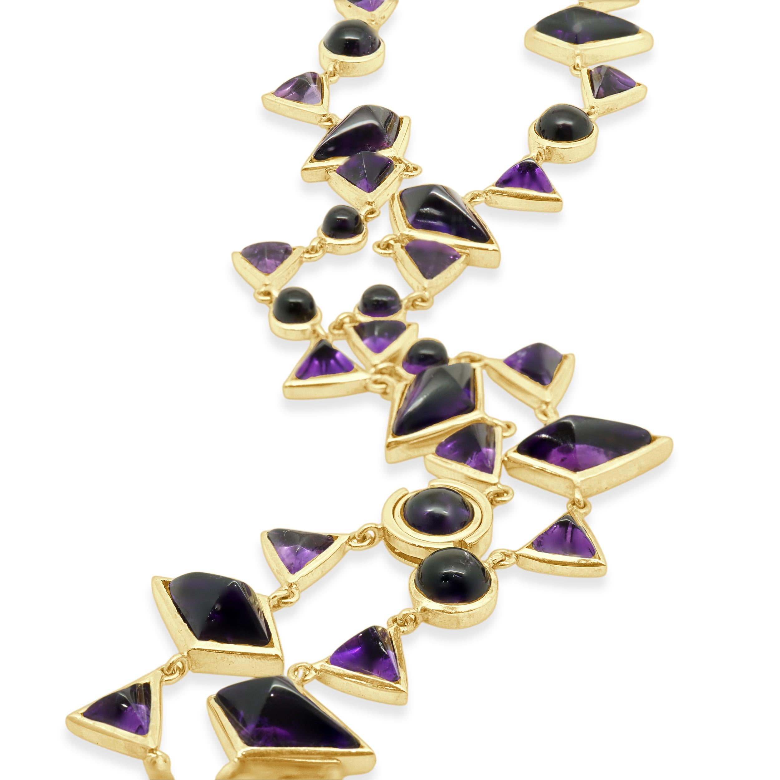 Concepteur : personnalisé
Matériau : Or jaune 14k
Pierre de couleur : 40 Améthyste : 35.00cttw
Longueur : le collier mesure 16 pouces de long.
Poids : 23,56 grammes
