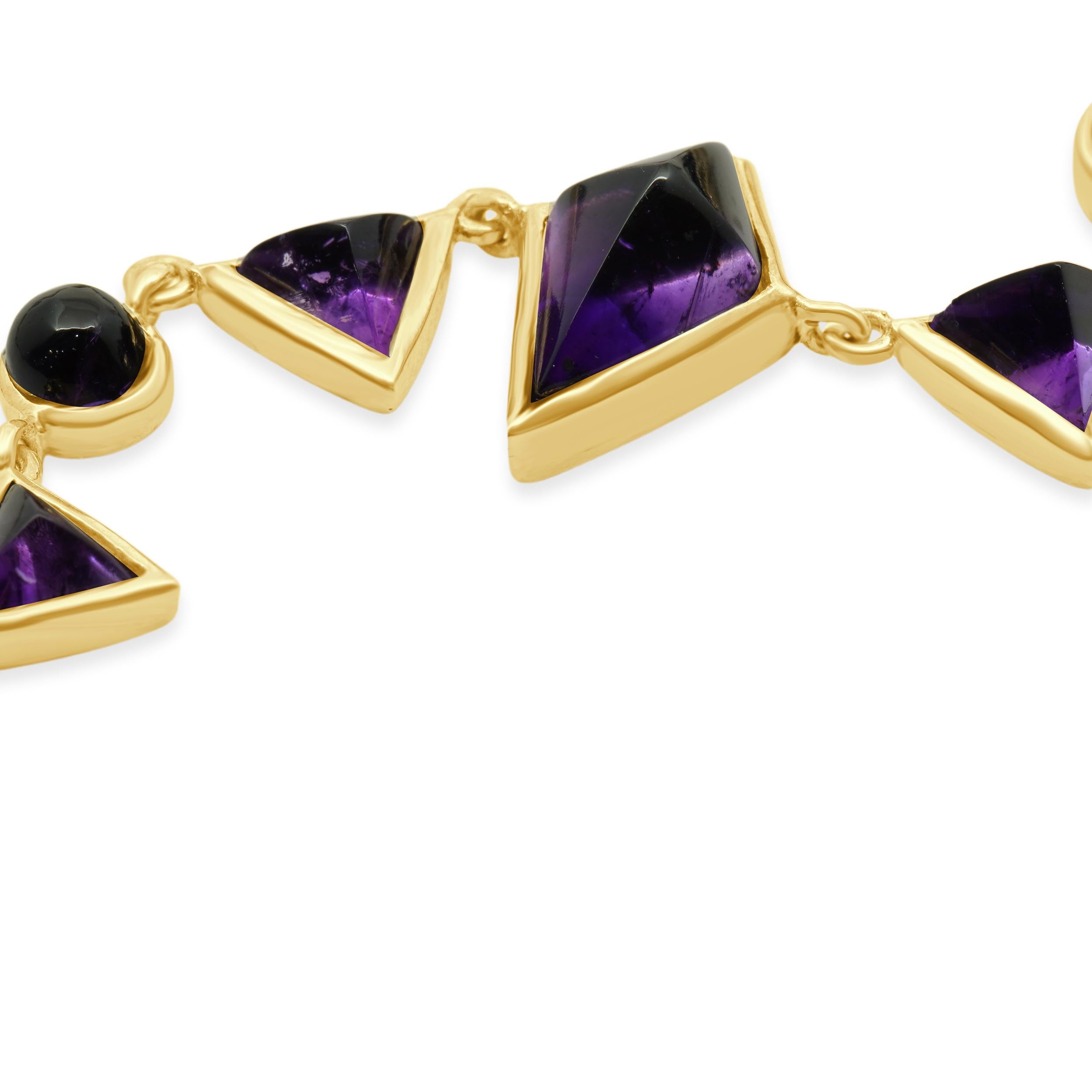 Collier en or jaune 14K avec améthyste cabochon Excellent état - En vente à Scottsdale, AZ