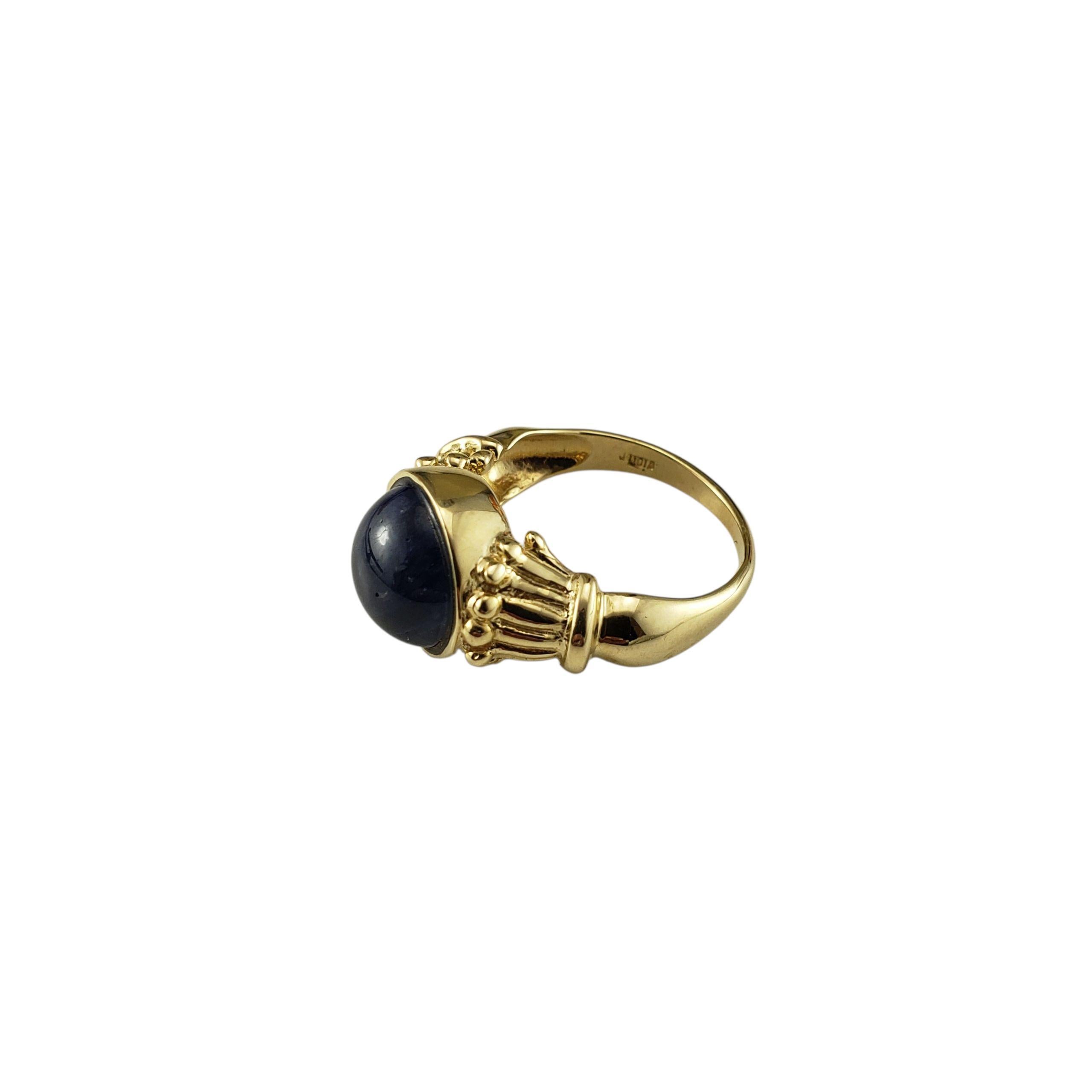 Contemporain Bague en or jaune 14K Cabochon saphir bleu naturel Taille 5.75 #23318 en vente