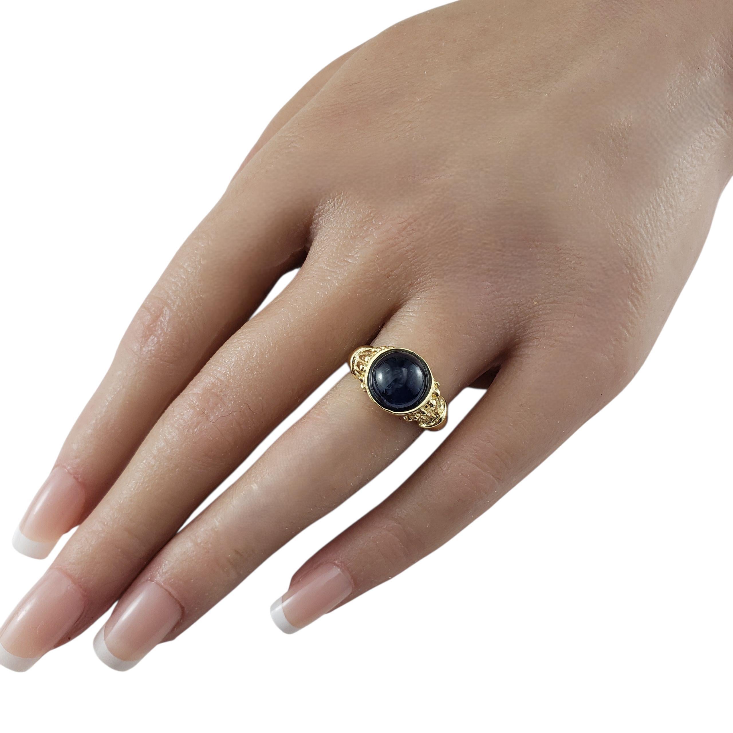 Bague en or jaune 14K Cabochon saphir bleu naturel Taille 5.75 #23318 en vente 1
