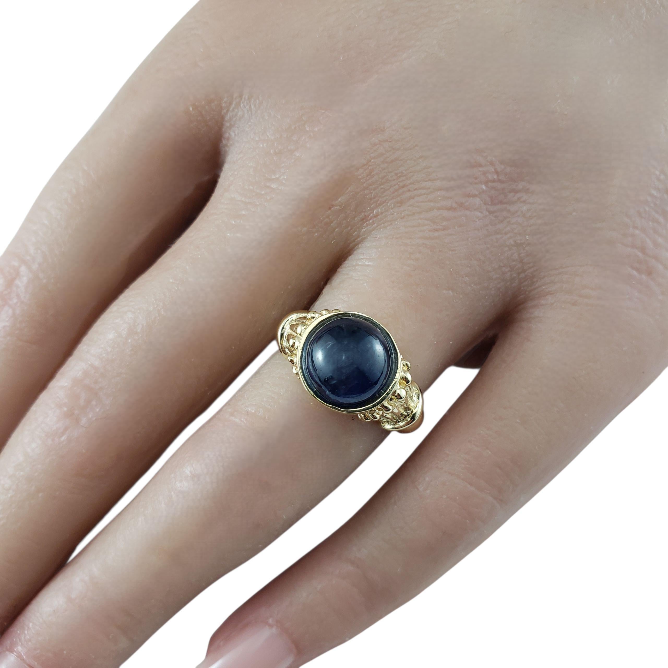 Bague en or jaune 14K Cabochon saphir bleu naturel Taille 5.75 #23318 en vente 2