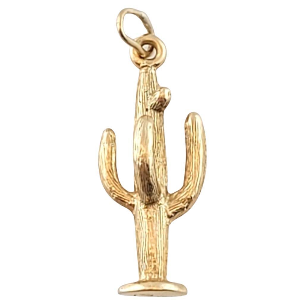 14K Yellow Gold Cactus Charm #14317 For Sale