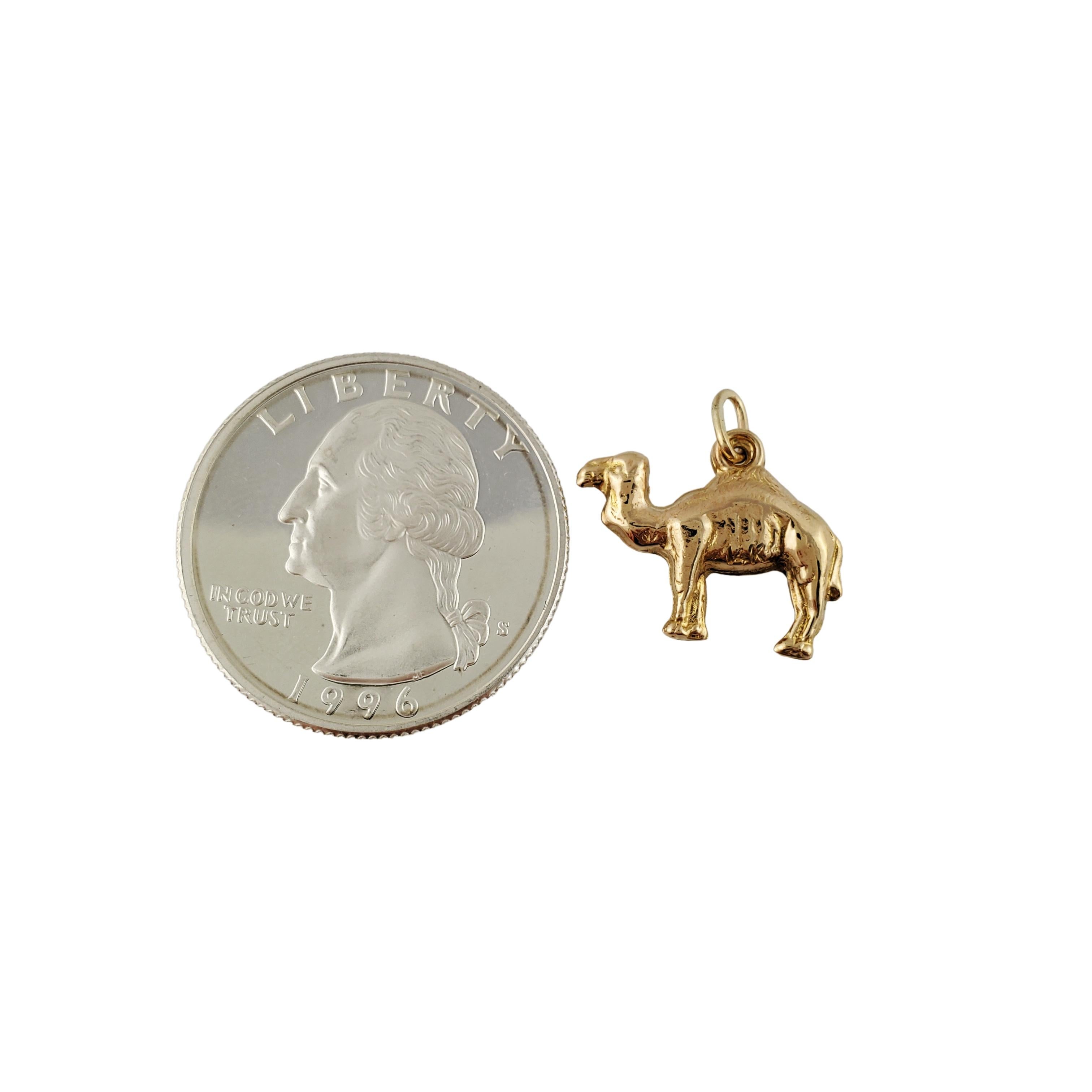 14K Yellow Gold Camel Charm 

Beautiful vintage 14k yellow gold camel charm.

Size: 15.94mm X 14.50mm

Weight:  1.0gr / 0.6dwt

Hallmark: 14K

Very good condition, professionally polished.

Will come packaged in a gift box and will be shipped U.S.