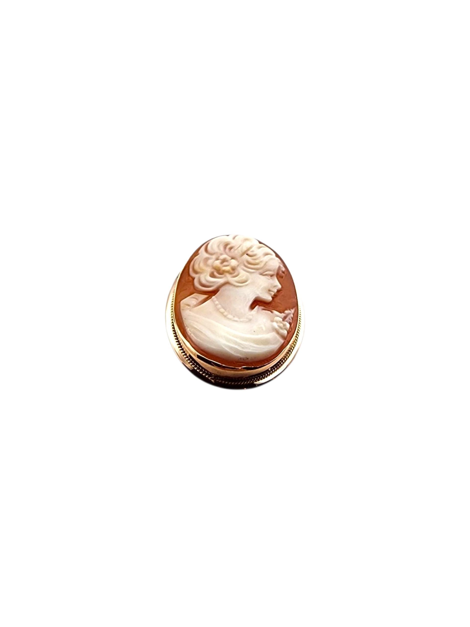 14K Gelbgold Cameo Brosche / Anhänger #22326 im Zustand „Gut“ im Angebot in Washington Depot, CT