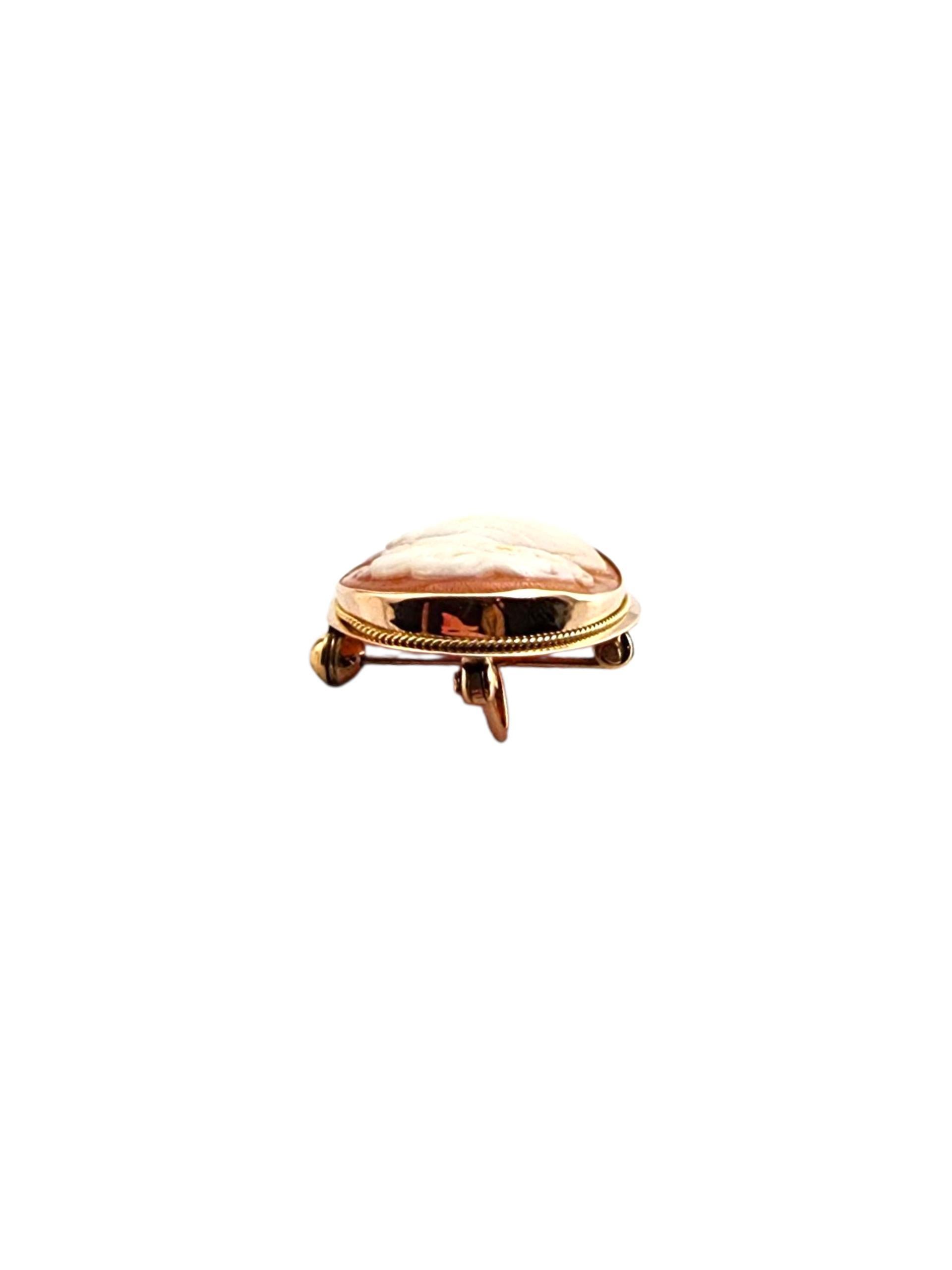 14K Gelbgold Cameo Brosche / Anhänger #22326 im Angebot 1