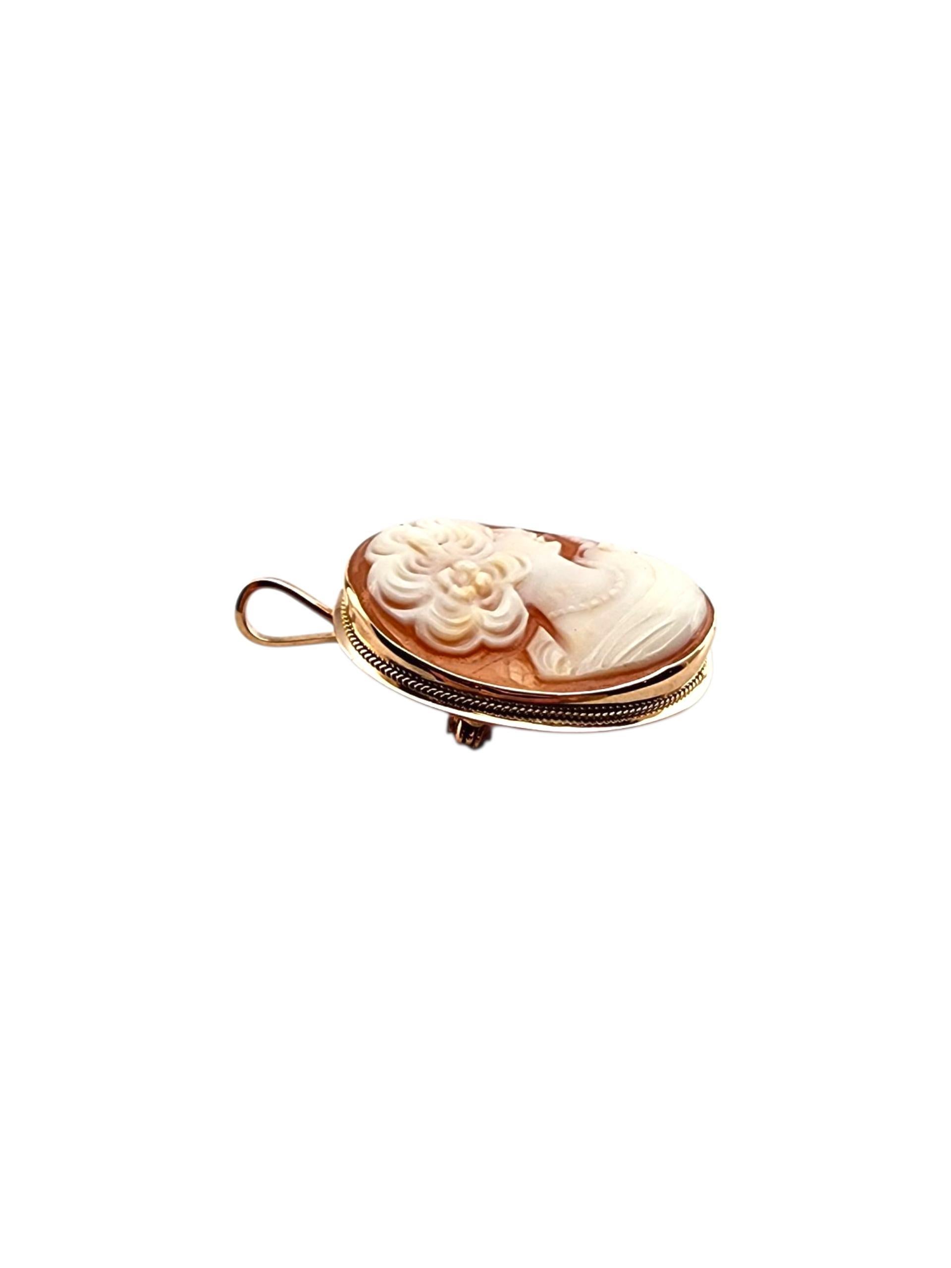 14K Gelbgold Cameo Brosche / Anhänger #22326 im Angebot 2