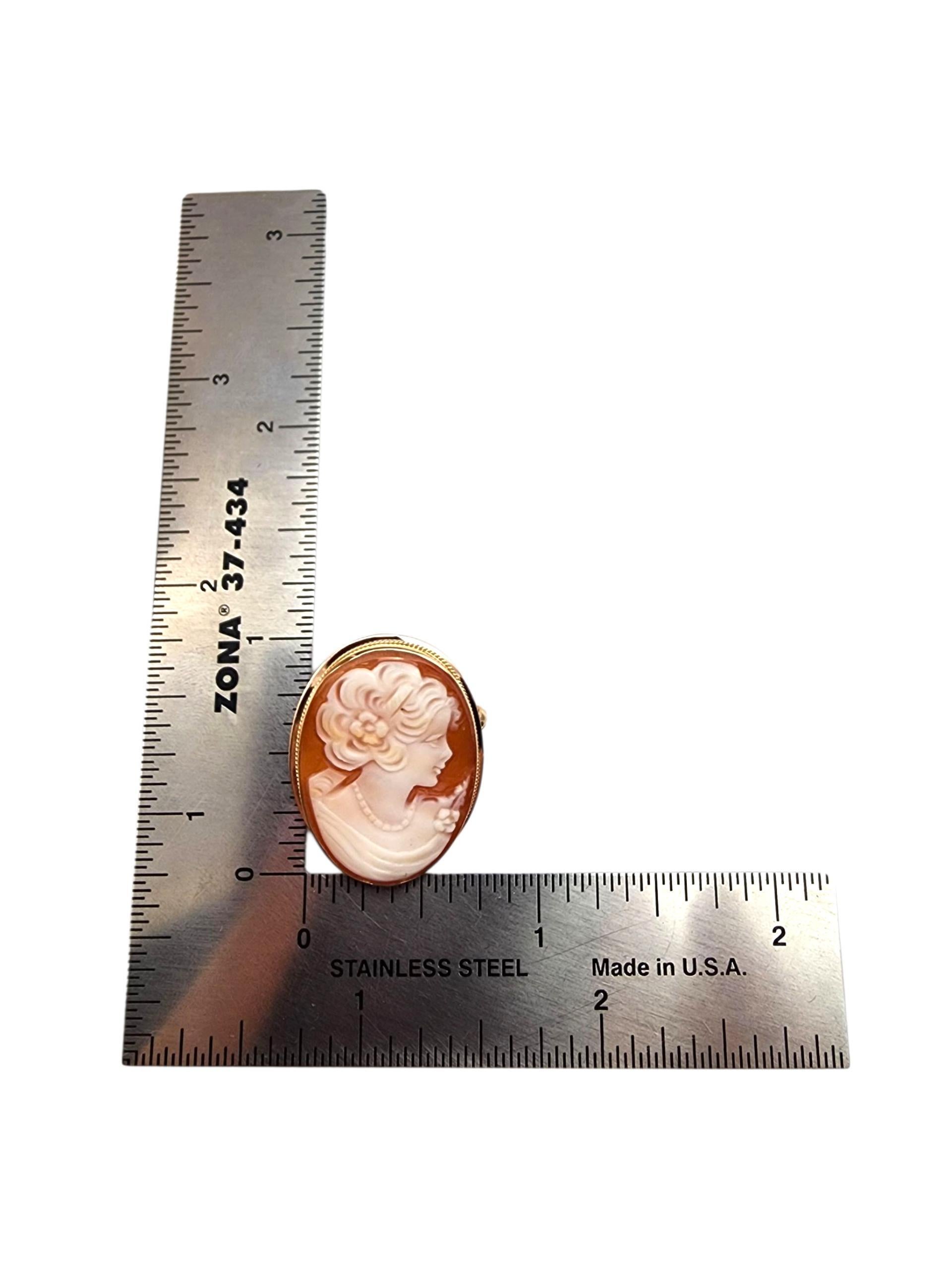 14K Gelbgold Cameo Brosche / Anhänger #22326 im Angebot 3
