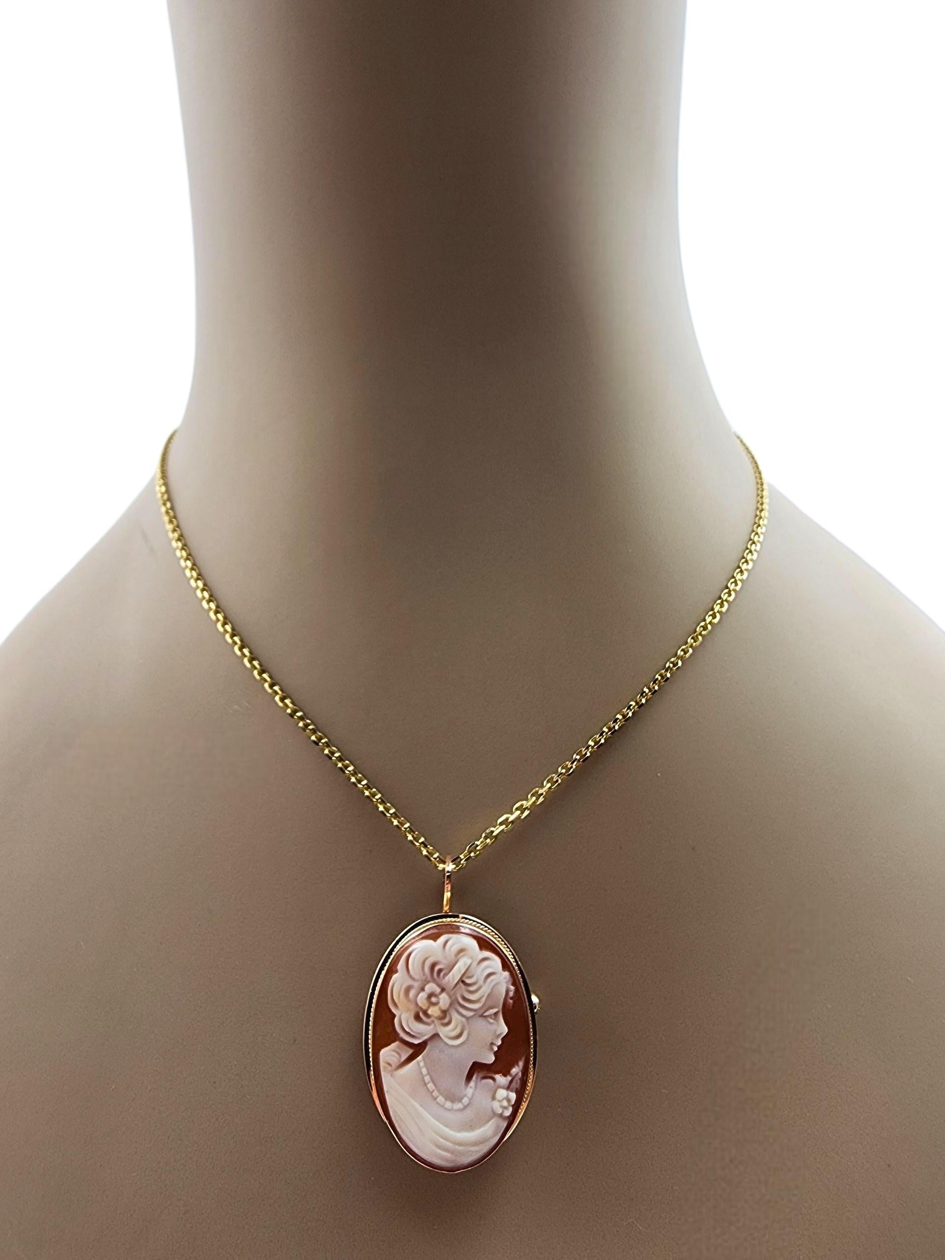 14K Gelbgold Cameo Brosche / Anhänger #22326 im Angebot 5