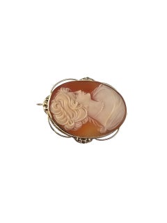 14K Yellow Gold Cameo Brooch/Pendant #24079