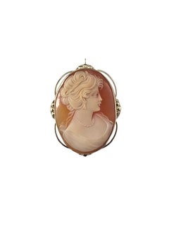 14K Yellow Gold Cameo Brooch/Pendant #24079