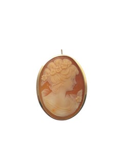 14K Yellow Gold Cameo Brooch/Pendant #25159