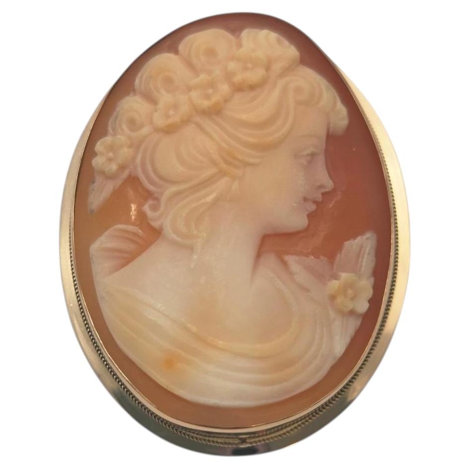 14K Yellow Gold Cameo Brooch/Pendant #25159