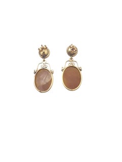 14K Yellow Gold Cameo Drop Earrings #25154
